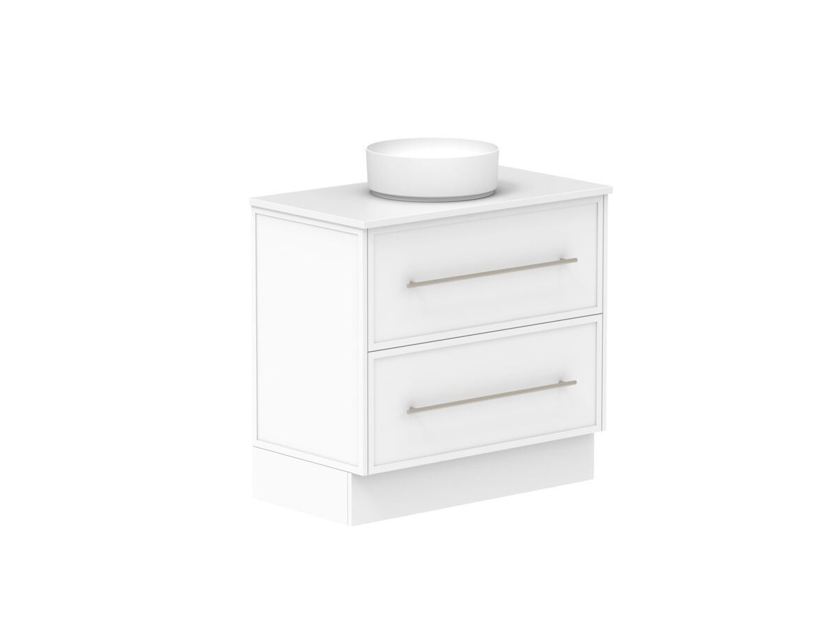 Supporting Image - Kado Lux All Drawer 900mm Floor Mounted Vanity Centre Basin 20mm - White Shaker Angle