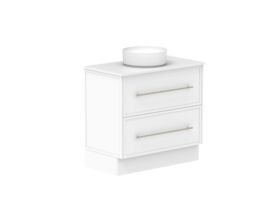 Supporting Image - Kado Lux All Drawer 900mm Floor Mounted Vanity Centre Basin 20mm - White Shaker Angle