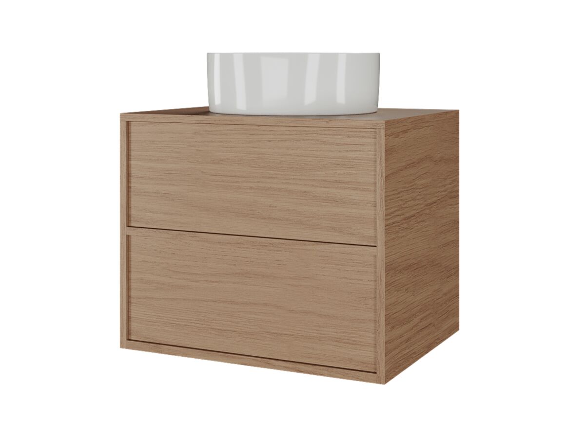 Supporting Image - Kado Aspect 600mm Wall Hung Vanity Unit Timber Top - Boston Oak