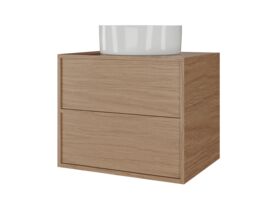 Supporting Image - Kado Aspect 600mm Wall Hung Vanity Unit Timber Top - Boston Oak