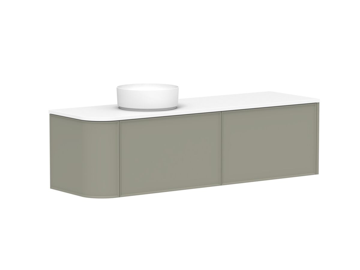 Supporting Image - Kado Era Single Curve All Drawer 1650mm Wall Hung Vanity with Left Hand Basin 20mm Top Wolfram Green