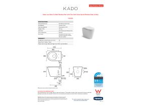Specification Sheet - Kado Lux Back To Wall Rimless Pan with Thin Soft Close Quick Release Seat (4 Star)