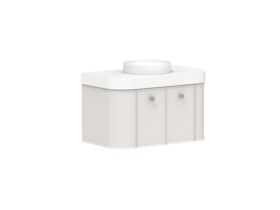 Supporting Image - Kado Era Double Curve All Door 900mm Wall Hung Vanity Centre Basin 90mm Durasein Top Feather Grey