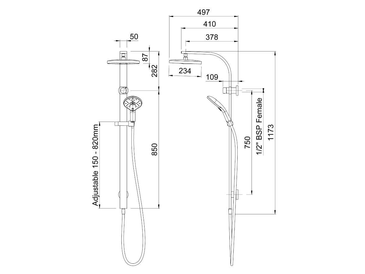 Satinjet Escape MK3 Twin Rail Shower Chrome (3 Star)