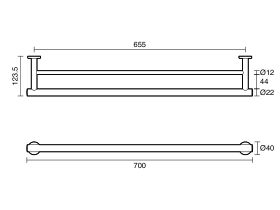 Mizu Drift Double Towel Rail 700mm