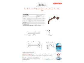 Specification Sheet - Sussex Pure Progressive Wall Basin Mixer Tap System 250mm PVD Brushed Bronze (3 Star)