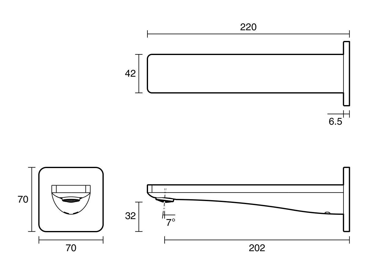 Technical Drawing - Mizu Bloc Basin Bath Outlet 200 (6 Star) Lead Free