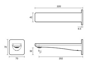 Technical Drawing - Mizu Bloc Basin Bath Outlet 200 (6 Star) Lead Free