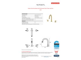 Specification Sheet - Sussex Scala Nova Basin Set PVD Brushed Gold (5 Star) Lead Free