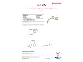 Specification Sheet - Sussex Oria Wall Bath Mixer Outlet System 215mm PVD Brushed Nickel Lead Free