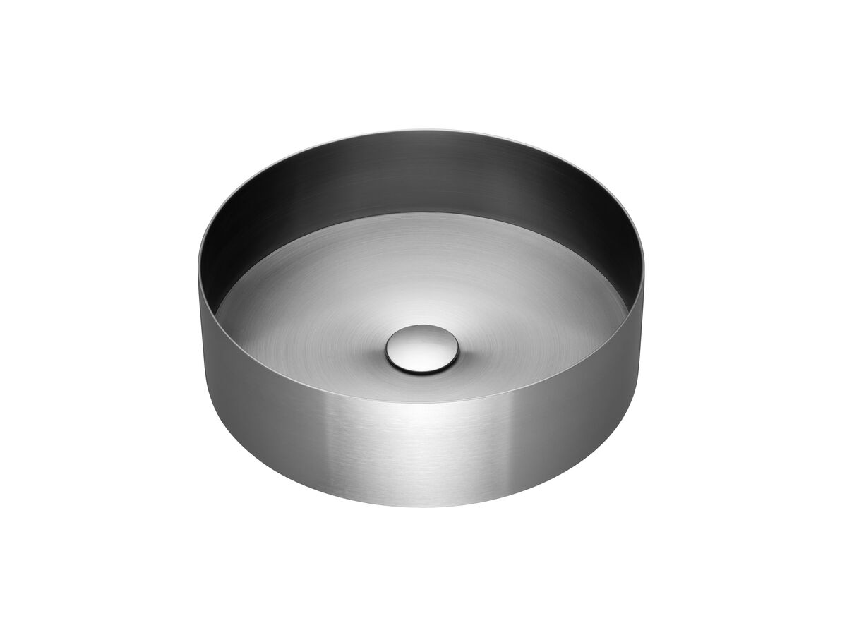 Kado Aspect Stainless Steel Basin Round 400mm with Plug & Waste Brushed Nickel