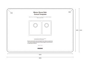 Cutout Template - Memo Oscar Inset/Undermount 1 & 1/2 Bowl Sink Overflow No Taphole