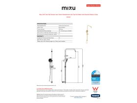 Specification Sheet - Mizu Drift Twin Rail Shower and 120mm Handshower Only with Top Rail Water Inlet Brushed Brass (3 Star)
