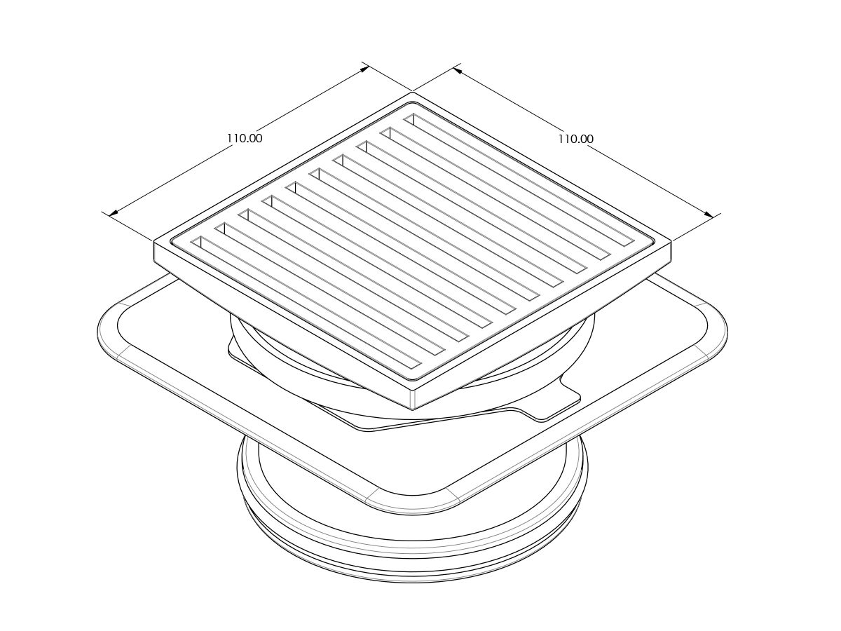 Mizu Square Floor Waste Stainless Steel 100mm x 100mm