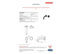 Specification Sheet - Sussex Pure Elemental Progressive Bath Mixer System 160mm PVD Matte Black