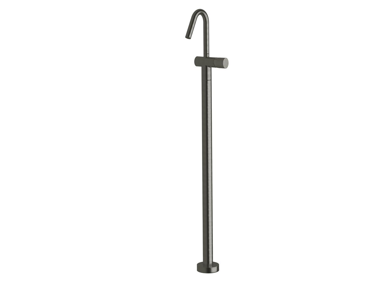 Sussex Pure Floor Mounted Basin Mixer Tap with Linear Textured Handle PVD Brushed Gunmetal (5 Star)
