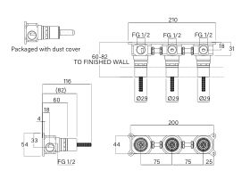 Supporting Technical Drawing - Faucet Strommen Vara Wall Top Assembly with Diverter Inwall Body Lead Free