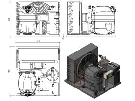 Tecumseh AJ2 HTA Condensing Unit 1/2HP R404 LBP CAJT2428ZBR-FZ-1 with Pressure Control