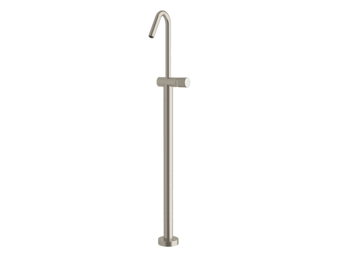 Sussex Pure Floor Mounted Bath Mixer Tap with Diamond Textured Handle PVD Brushed Nickel