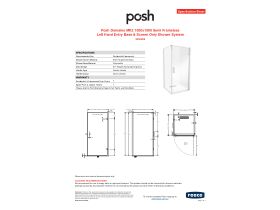 Specification Sheet - Posh Domaine MK2 1000x1000 Semi Frameless Left Hand Entry Base & Screen Only Shower System