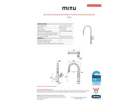 Specification Sheet - Mizu Silk Pull Out Gooseneck Sink Mixer 2 Functions Chrome (5 Star) Lead Free