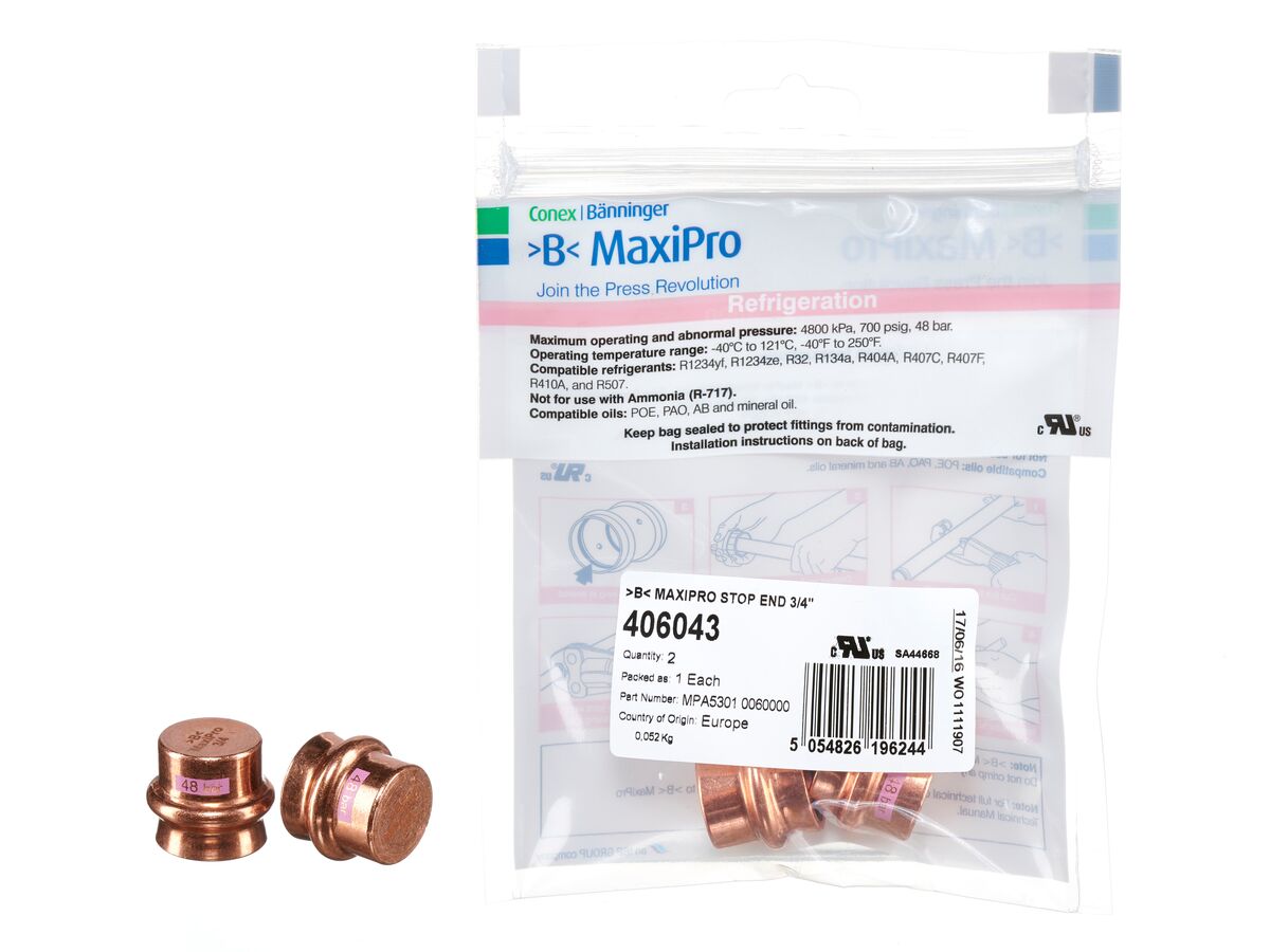 >B< Maxipro Stop End 3/4" Bag of 2
