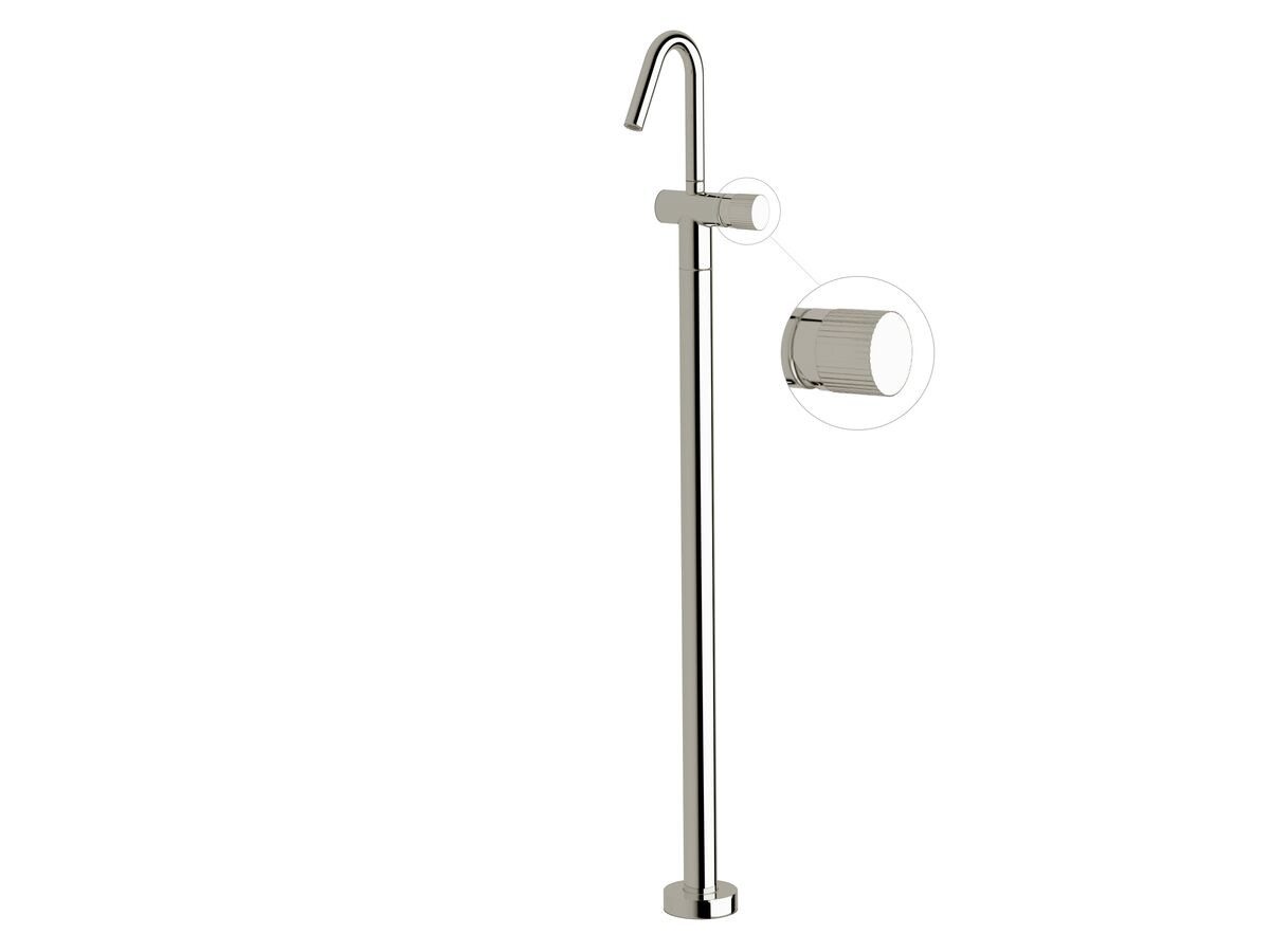 Sussex Pure Floor Mounted Basin Mixer Tap with Linear Textured Handle Chrome (5 Star)