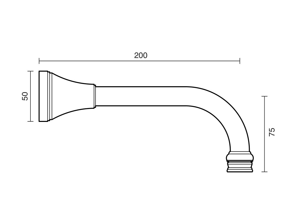 Kado Era Wall Basin Outlet 200mm (5 Star)