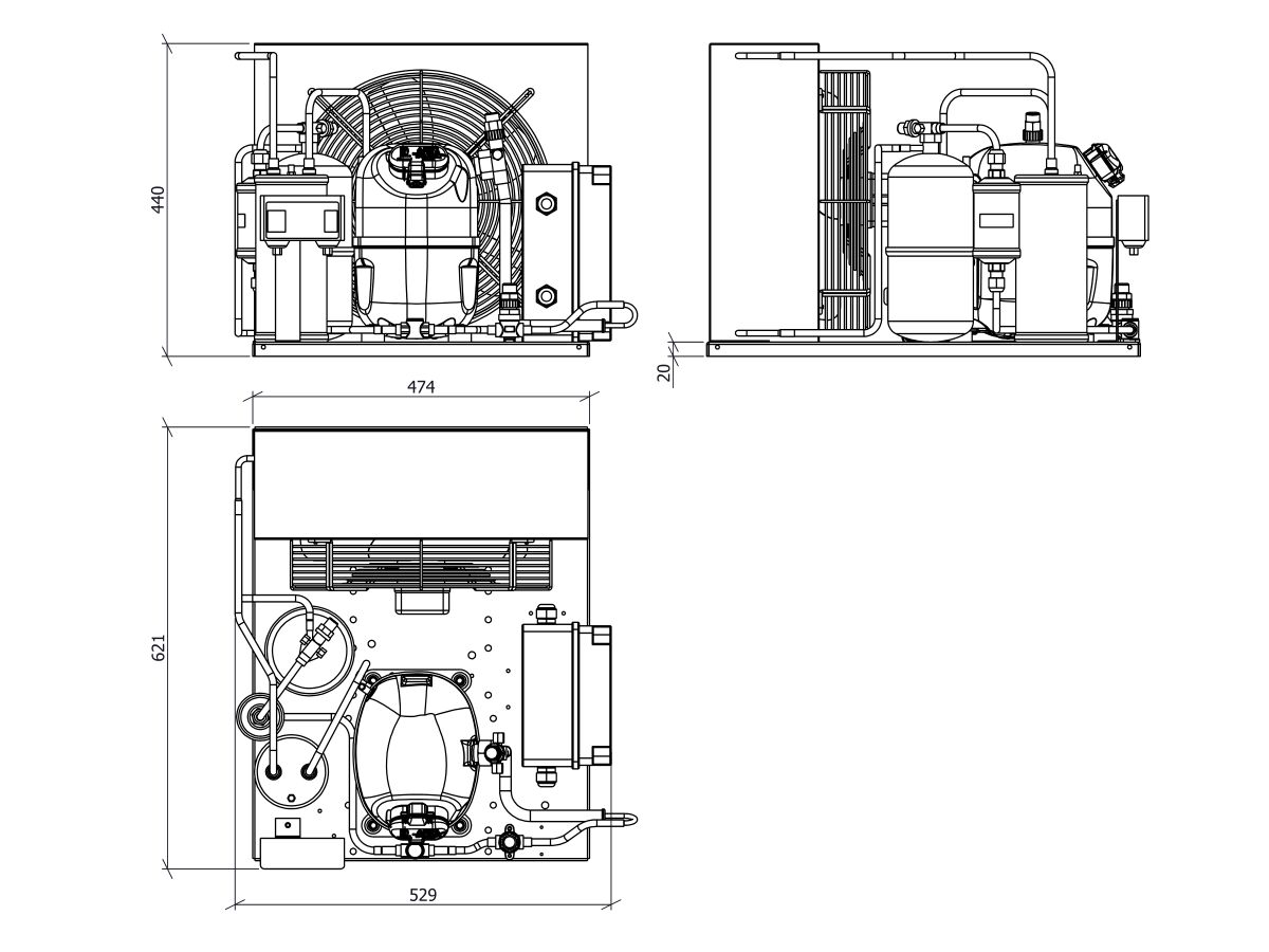 Tecumseh EVO Condensing Unit 1.125hp R404 MHBP EPCH9513Z-1 Phase