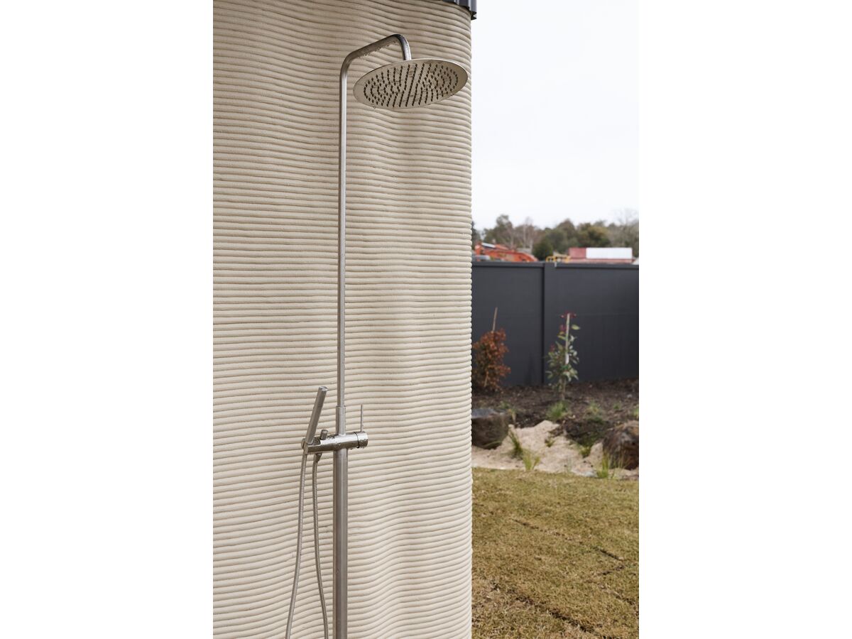 In Situ - Milli Inox Freestanding Twin Rail Shower & 300mm Overhead with Bottom Rail Water Inlet Stainless Steel (3 Star)