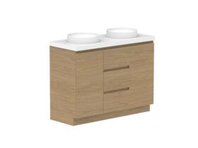 Supporting Image - Posh Domaine 1200mm Floor Mount Vanity Unit Conventional Double Bowl 50mm Top