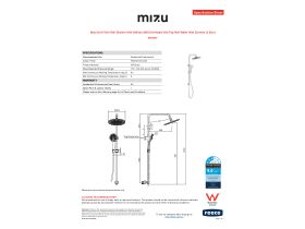 Specification Sheet - Mizu Drift Twin Rail Shower with 300mm ABS Overhead with Top Rail Water Inlet Chrome (3 Star)