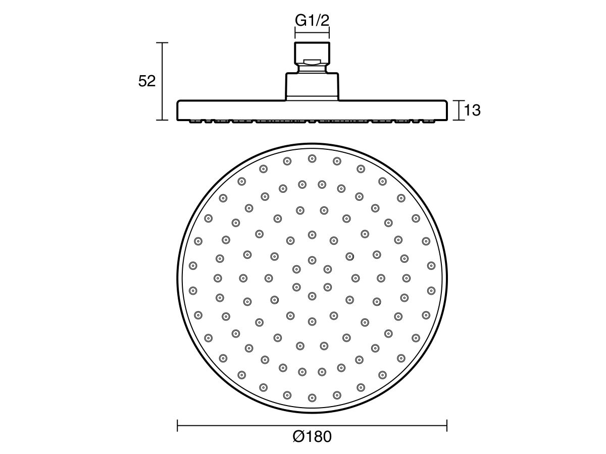 Posh Bristol MK2 Round Overhead Shower 180mm (3 Star)