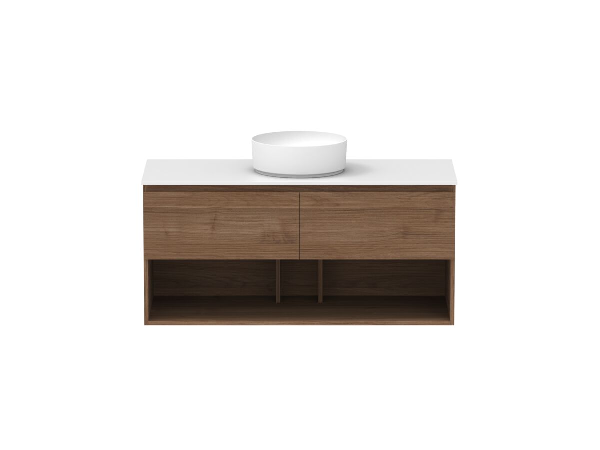 Hero - Posh Domaine 1200mm Wall Hung Vanity Unit All-Drawer Open Shelf Single Bowl 12mm Durasein Top