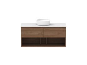 Hero - Posh Domaine 1200mm Wall Hung Vanity Unit All-Drawer Open Shelf Single Bowl 12mm Durasein Top
