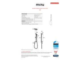 Specification Sheet - Mizu Bloc Single Rail Shower Chrome (3 Star)