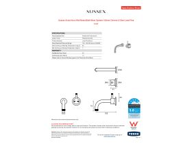 Specification Sheet - Sussex Scala Nova Wall Basin/Bath Mixer System 150mm Chrome (5 Star) Lead Free