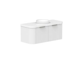 Supporting Image 2- Kado Neue Fluted Double Curve All Drawer 1200mm Wall Hung Vanity with Centre Basin Durasein 50mm Top Ultra White