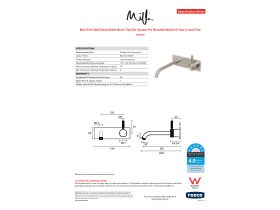 Specification Sheet - Milli Etch Wall Basin/Bath Mixer Tap Set Square Kit Brushed Nickel (6 Star) Lead Free