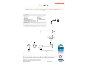 Specification Sheet - Sussex Scala Nova Wall Basin/Bath Mixer System 200mm PVD Matte Black (5 Star) Lead Free