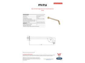 Specification Sheet - Mizu Drift Wall Straight Shower Arm Only Brushed Gold