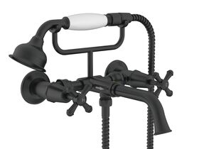 Hero - Posh Canterbury Wall Telephone Bath Set Cross Handles Matte Black (3 Star)