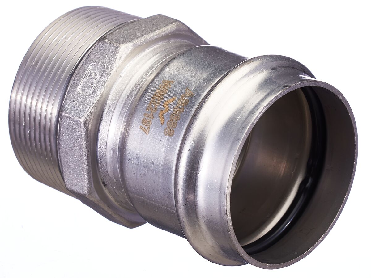 >B< Press Stainless Steel Male Straight Connector 54mm x 2"