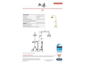 Specification Sheet - Milli Monument Edit Exposed Twin Telephone Shower Set Lever Porcelain Handles Brushed Gold (3 Star)