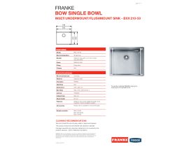 Technical Guide - Franke Bow Bxx210-50 S/Bowl Sink Only SS