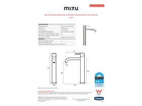 Specification Sheet - Mizu Drift Extended Basin Mixer Curved Spout Brushed Nickel (6 Star) Lead Free