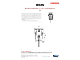 Specification Sheet - Mizu Drift Universal DN40 Dome Pop Up Plug & Waste Brushed Gunmetal