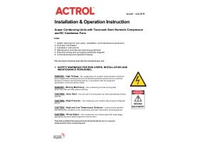 Installation & Operating Instructions - Tecumseh Acpac Semi Hermetic Ec Fans