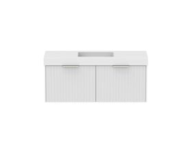 Supporting Image - Kado Neue Fluted Square All Drawer 1200mm Wall Hung Vanity with Centre Basin 90mm Top Ultra White