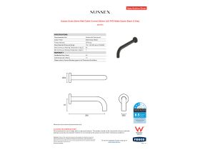 Specification Sheet - Sussex Scala 25mm Wall Outlet Curved 200mm LUX PVD Matte Opium Black (3 Star)